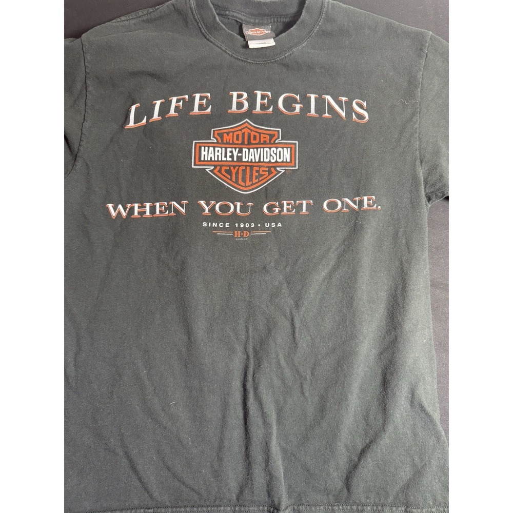 Vintage Y2K Harley-Davidson Mason OH Life Begins Tee‎ M